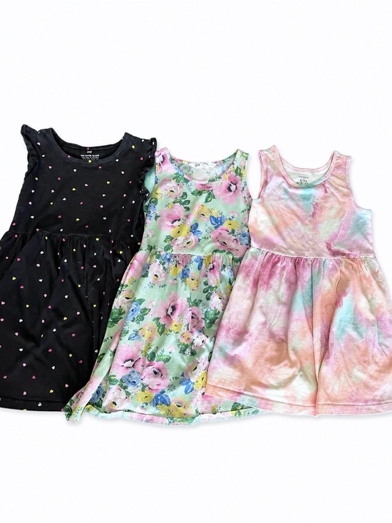H&M Other - H&M CARTERS Girls Dresses Lot 3pc Summer Casual Floral Tie Dye Black Sz 6